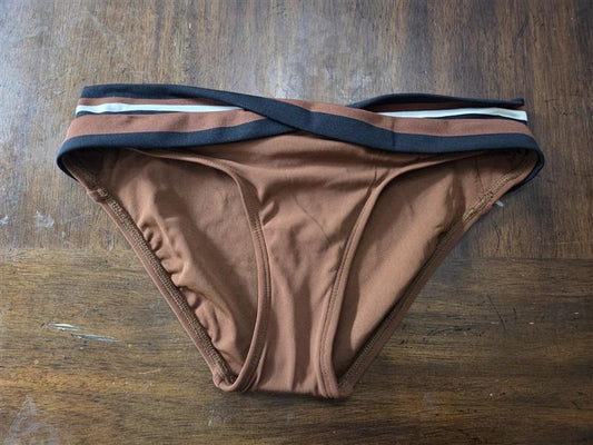 NWOT Robin Piccone Abi M Solid Brown Black Twist Band Bikini Swim Bottom 128968