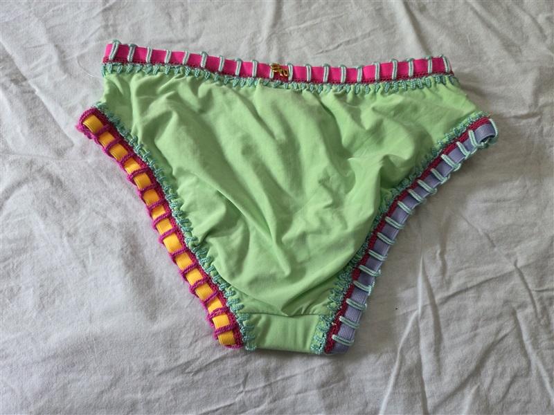 NWOT Pilyq Girls 8 Green Crochet Trim Scoop Bikini Swim Bottom 128970