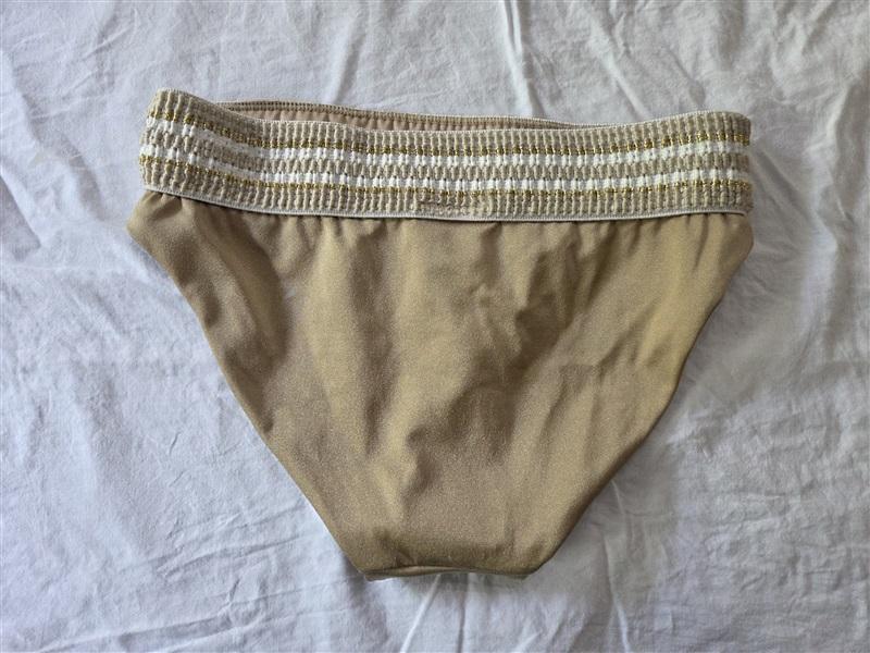 NWT Peixoto Gold Zoni XS Banded Ribbed Cheeky Scoop Bikini Swim Bottom 128971