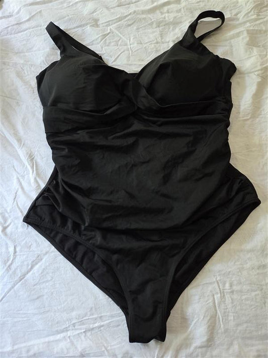 NWT Swimsuits For All 22 Black Twist V Neck Bombshell 1pc 128972
