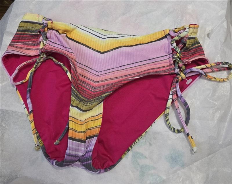 NWT BECCA S Rebecca Virtue Ribbed Side Tie Bikini Lace up Swim Bottoms 128979