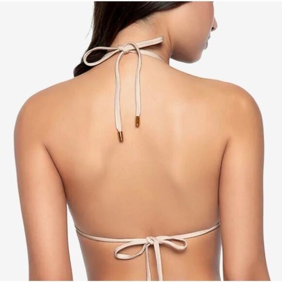 NWT Pilyq M Nee New Earth Stripe Tri Bikini Top White Gold 128980