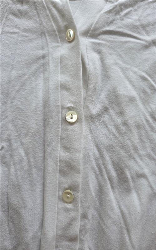 PO Eileen Fisher XS Stretch Top Button Up Mandarin Collar White 128987