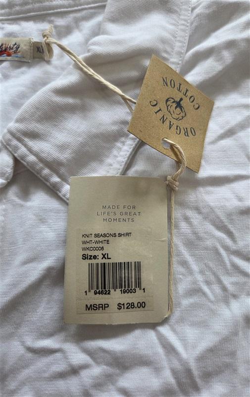 NWT Faherty XL Button Up Seasons Shirt Organic Cotton White 128988