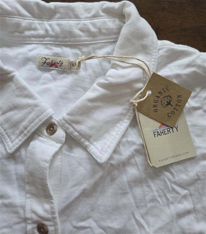 NWT Faherty XL Button Up Seasons Shirt Organic Cotton White 128988