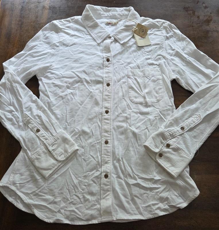 NWT Faherty XL Button Up Seasons Shirt Organic Cotton White 128988