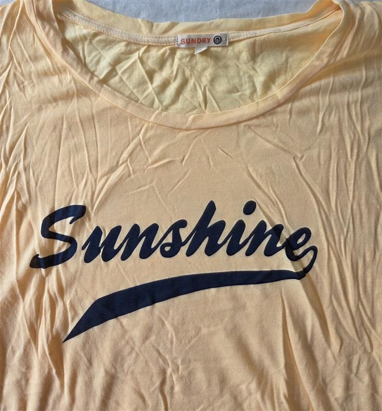 NWOT Anthropologie Sundry Sunshine 2 Yellow Black Oversized T Shirt 128990