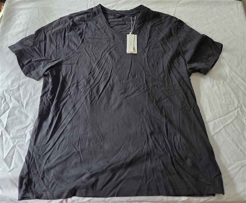 NWT Vince XXL Men's V Neck Cotton T Shirt Gray Charcoal 128994