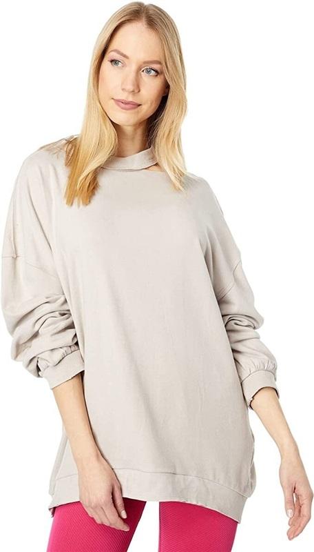 NWT Free People Movement M Oversize Reveal Silver Dusk Sweatshirt 128998
