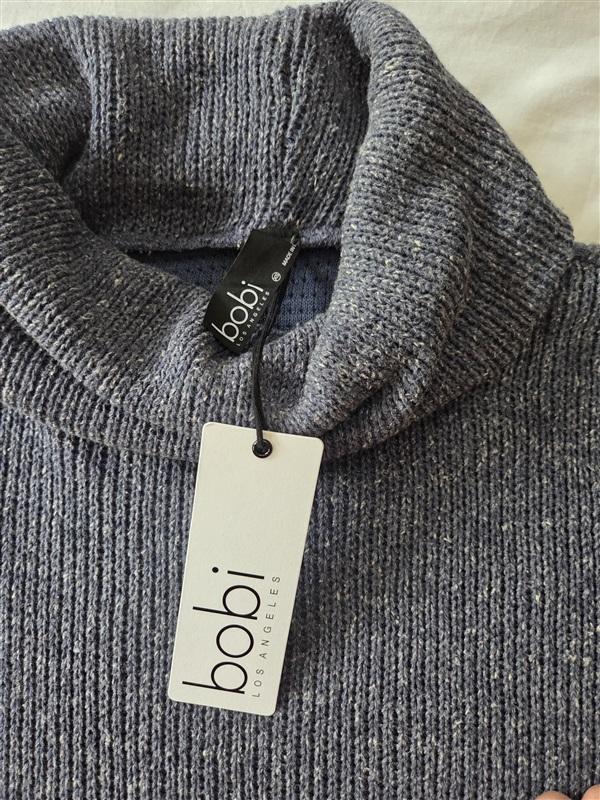 NWT Bobi XS Turtle Neck Tunic Ribbed Heather Blue 129001