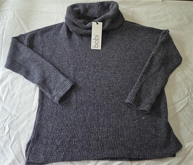 NWT Bobi XS Turtle Neck Tunic Ribbed Heather Blue 129001