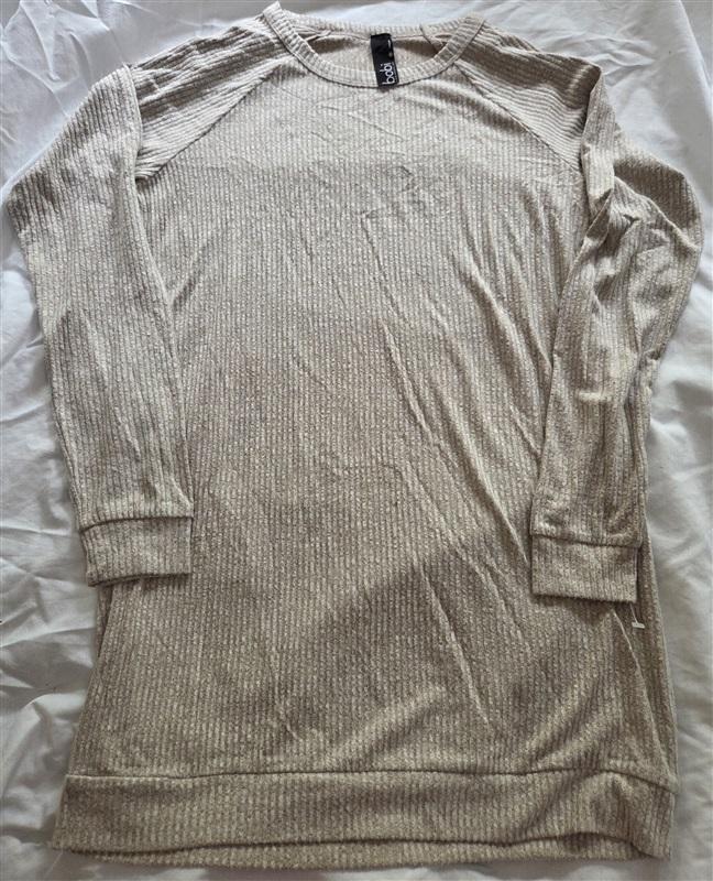 NWOT Bobi XS Soft Ribbed Tunic Cream Raglan Long Sleeve 129003