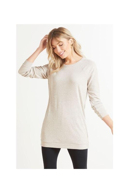 NWOT Bobi XS Soft Ribbed Tunic Cream Raglan Long Sleeve 129003