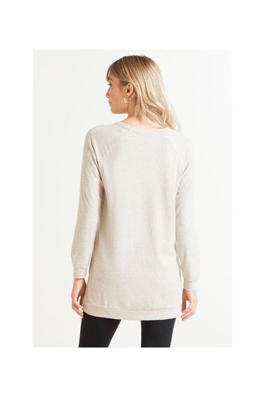 NWOT Bobi XS Soft Ribbed Tunic Cream Raglan Long Sleeve 129003