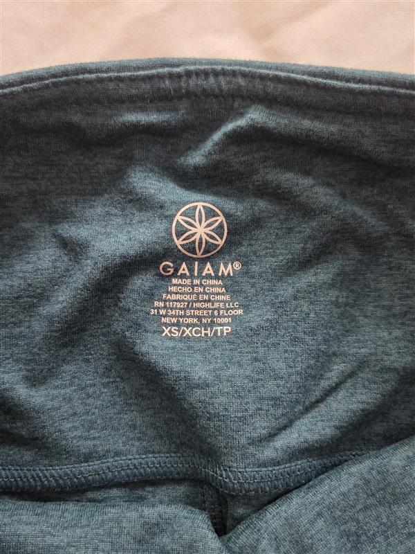 NWT Gaiam XS Petal Marled Leggings Teal Heather 129005