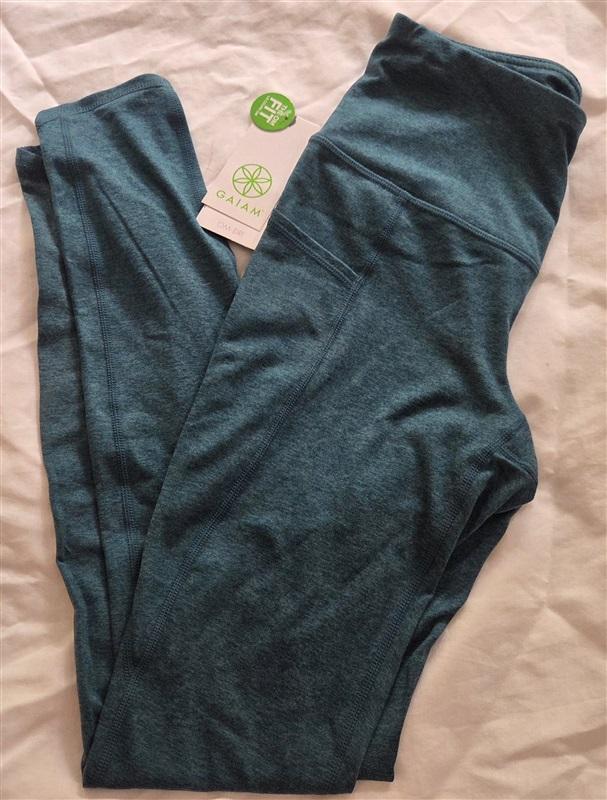 NWT Gaiam XS Petal Marled Leggings Teal Heather 129005