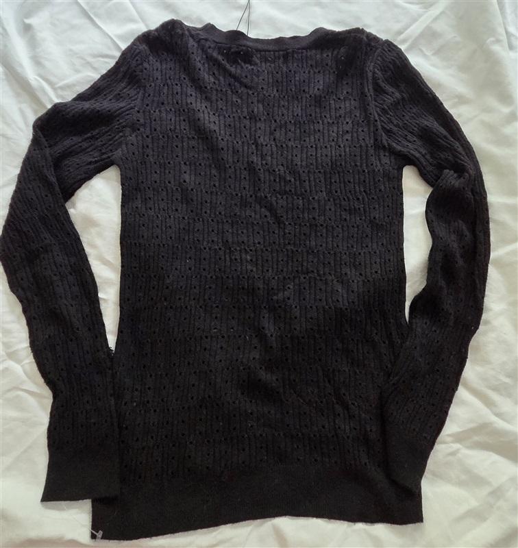 NWT One Gray Day SM Sabrina Crew Neck Sweater Black 129006
