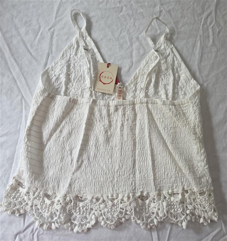 NWT Anthropologie Raga M Cami White Lace Peplum Tank Top 129008