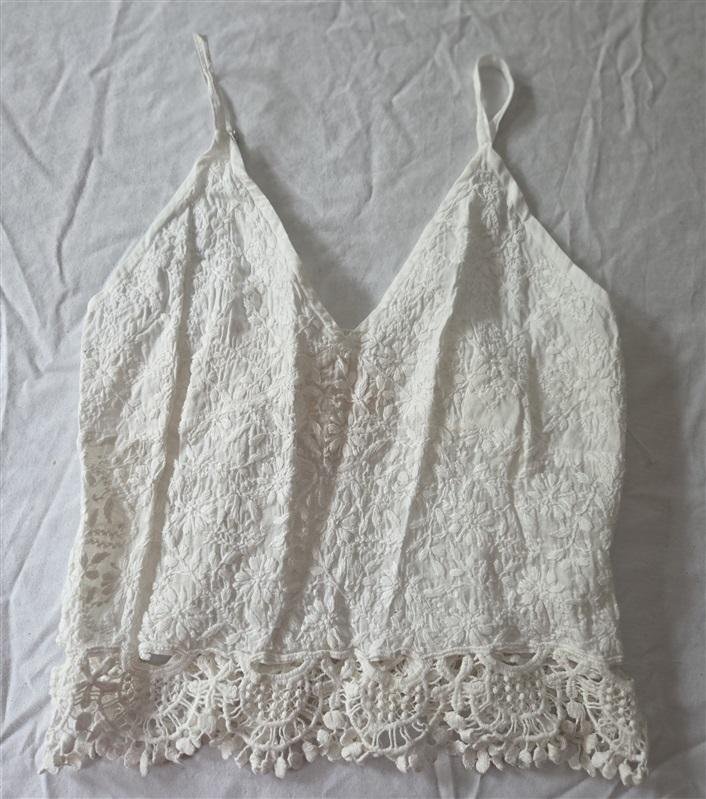 NWT Anthropologie Raga M Cami White Lace Peplum Tank Top 129008