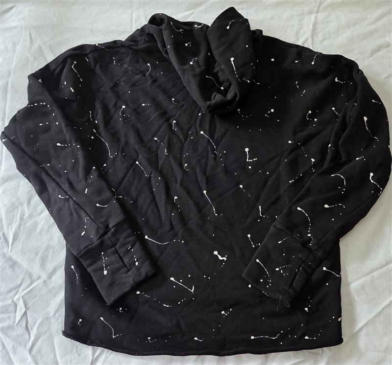 NWT Bobi XS Long Sleeve Paint Splatter Hoodie Sweatshirt Black 129011