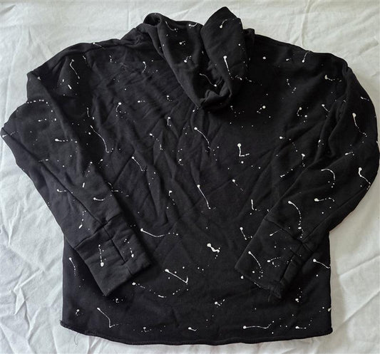 NWT Bobi XS Long Sleeve Paint Splatter Hoodie Sweatshirt Black 129011