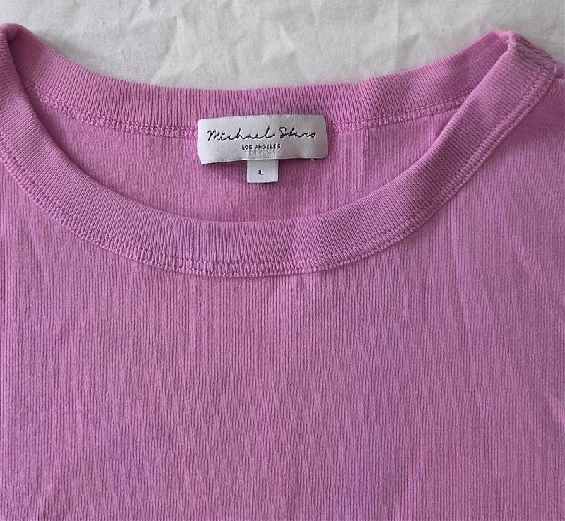 NWOT Michael Stars L Lexy Cap Sleeve T Shirt Pink 129016