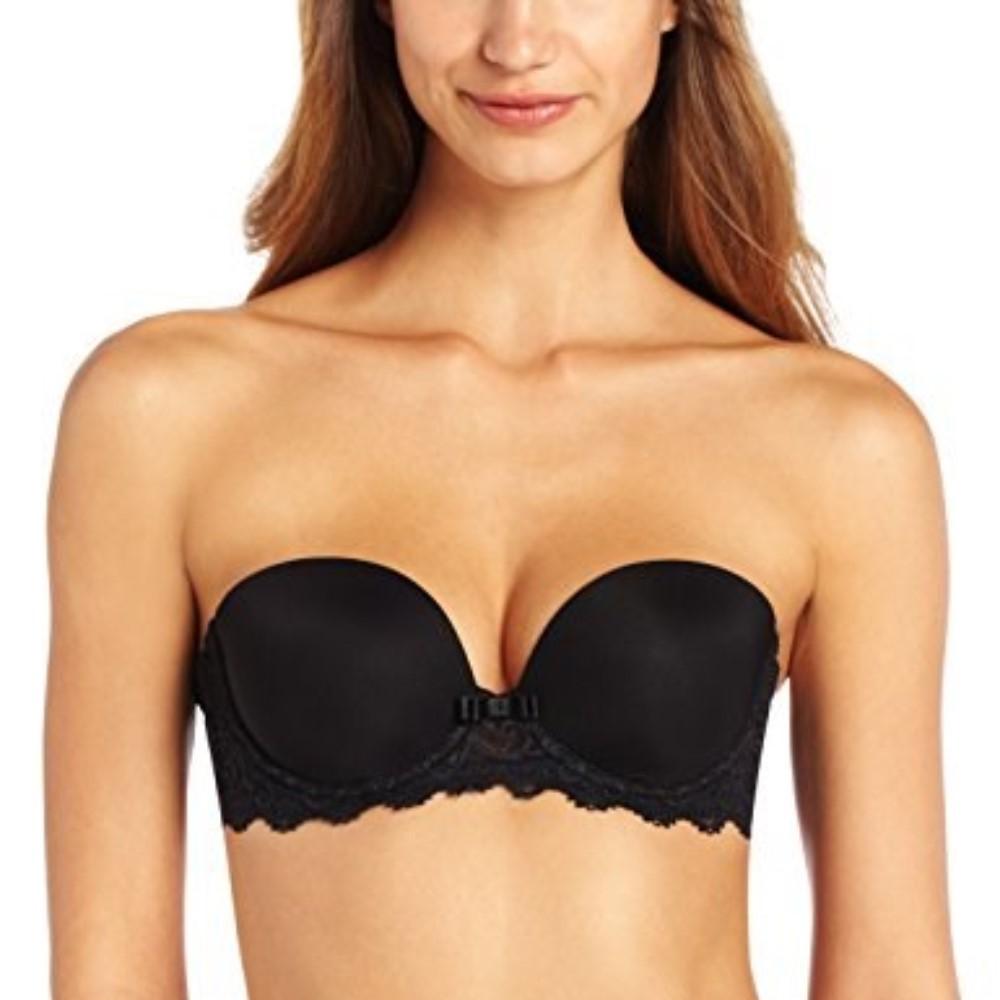 NWOTD Simone Perele 32F Celeste Strapless Plunge Smooth Bra 12M300 Black 129021