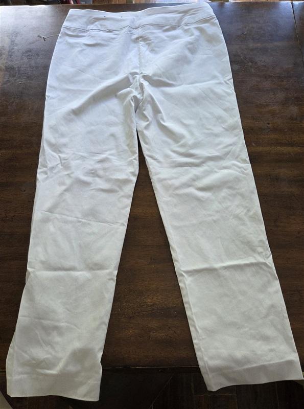 NWT INC 14 Tummy-Control Pull-On Straight-Leg Pants White 129093
