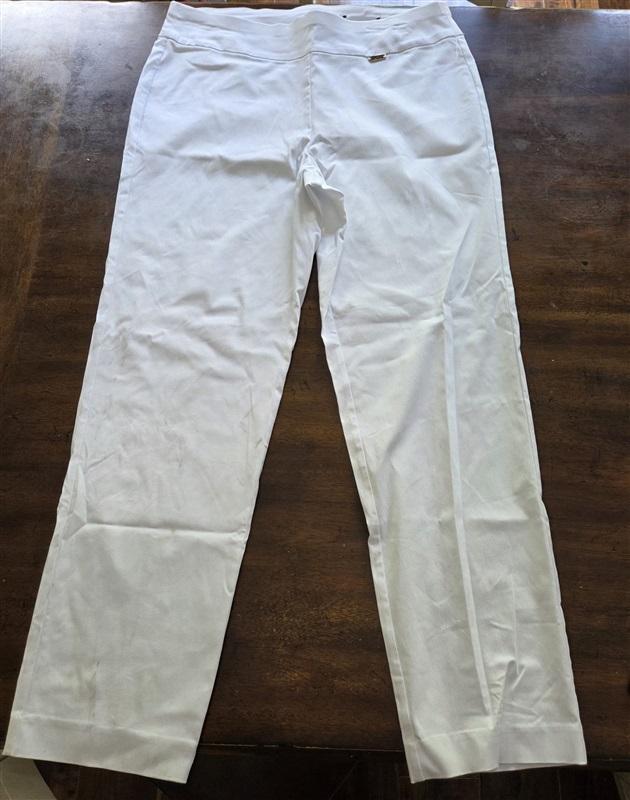 NWT INC 14 Tummy-Control Pull-On Straight-Leg Pants White 129093