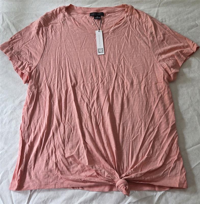 NWT Sanctuary XXL Tie Front Solid Pink T Shirt Short Sleeve Top 129094