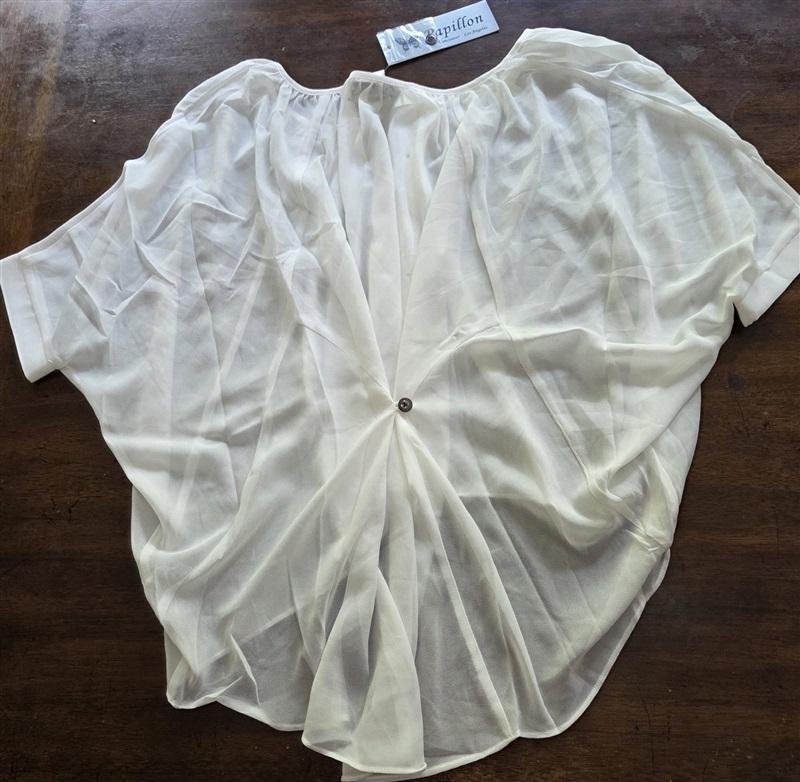 NWT Papillon XS Sheer Button Up Flowy Short Sleeve Top 129095