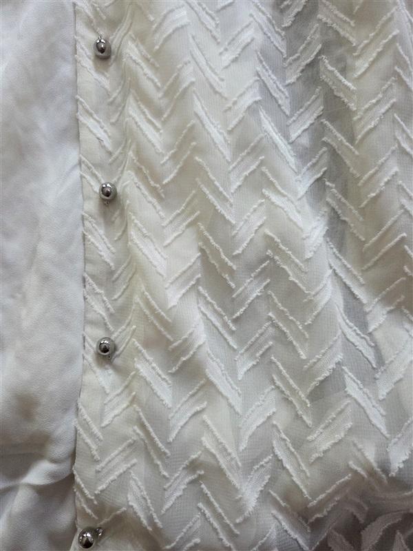 NWT NYDJ S Chevron Ruffle Sheer Blouse Short Sleeve with Tank 129096