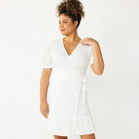 NWTD Draper James S RSVP Wrap Dress White 129097