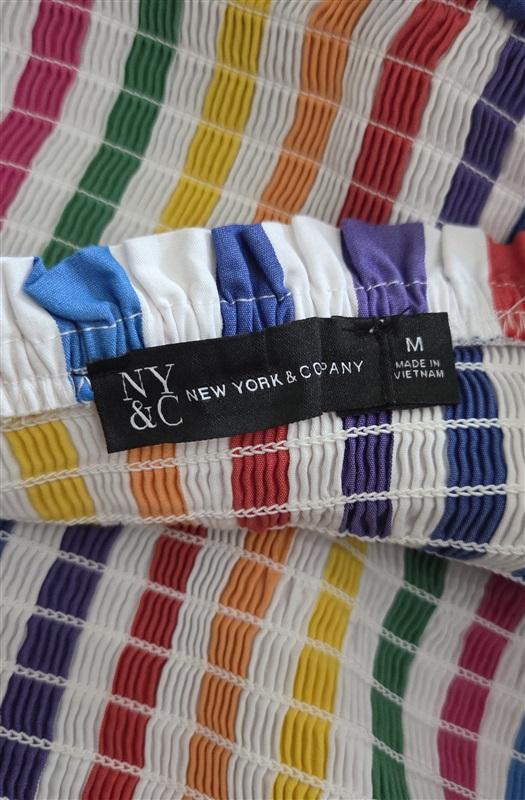 NWT NY & Company M Off-The-Shoulder Rainbow Stripe Maxi Dress 129100