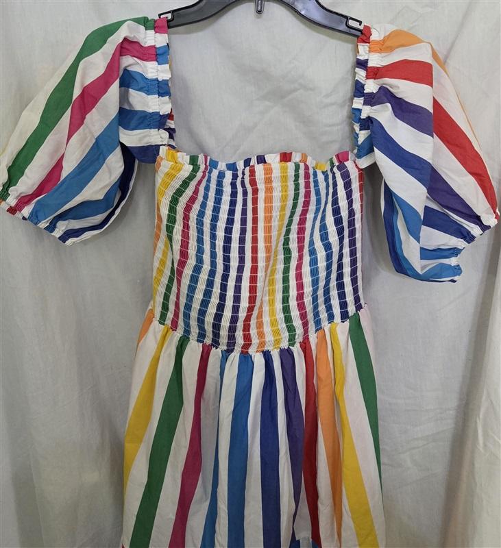 NWT NY & Company M Off-The-Shoulder Rainbow Stripe Maxi Dress 129100