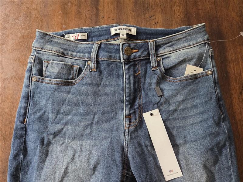 NWT Vigoss 27 Ace High Rise Capri Denim Jeans 129102