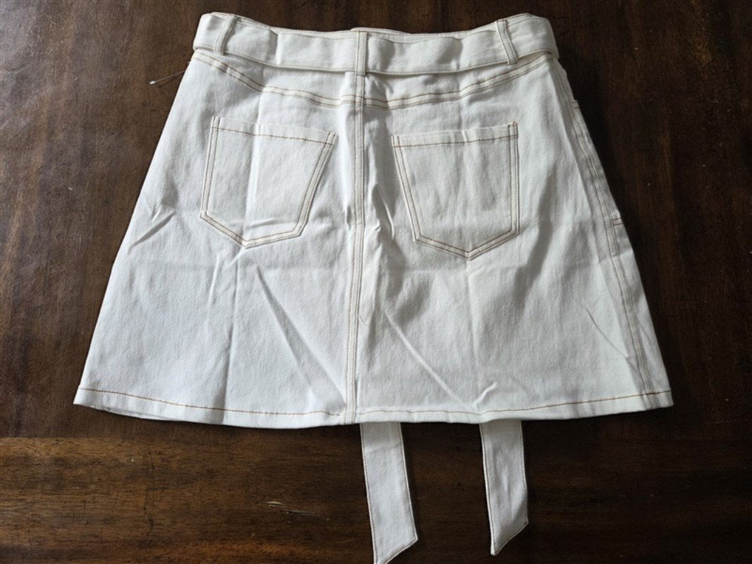 NWT Anthropologie J.O.A. Medium Ivoy Mini Skirt with Tie 129108