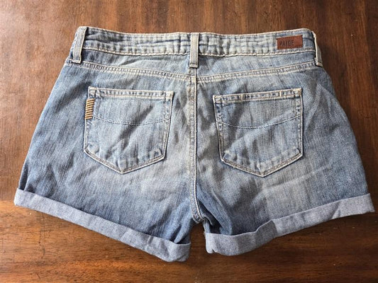 NWOT Paige 26 HUTTON ROLLED MID RISE STRETCH DENIM SHORTS 129112