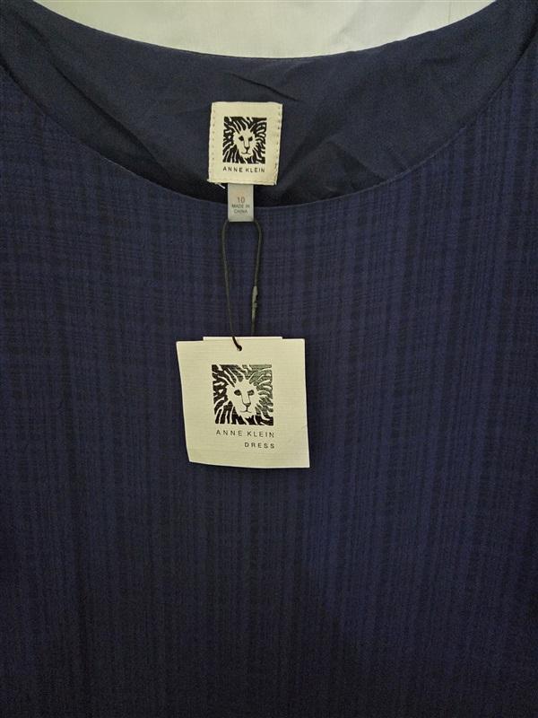 NWTD Anne Klein 10 Layered Distant Mountain Navy Blue Dress 129123