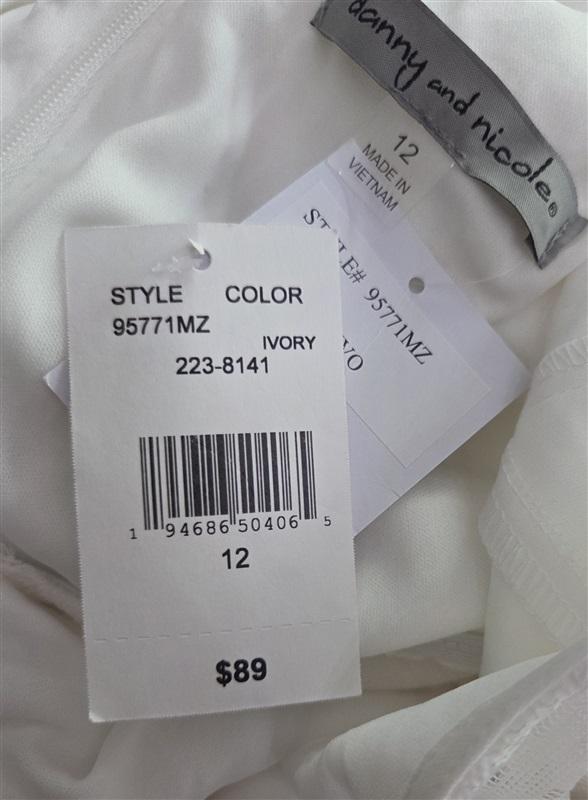 NWTD Danny & Nicole Ruffle V Neck Mini Dress Window Pane Pattern White 129125