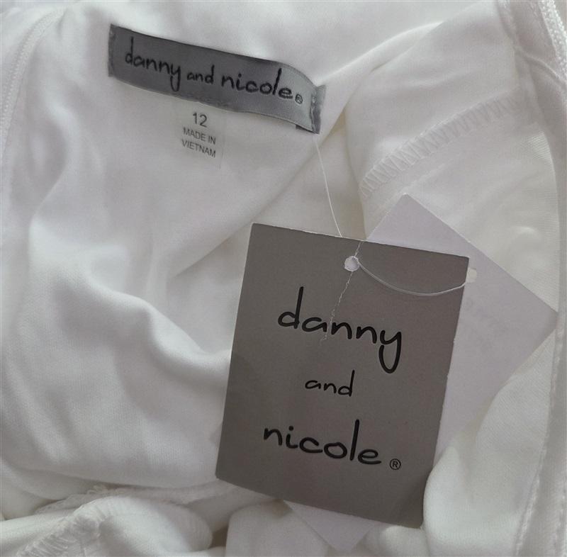 NWTD Danny & Nicole Ruffle V Neck Mini Dress Window Pane Pattern White 129125