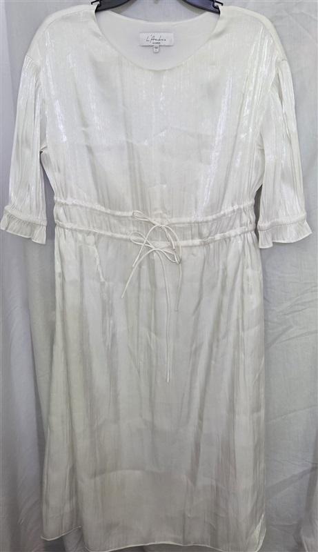 NWOT L' Acadamie S Iridescent White Cinch Waist Dress 129135