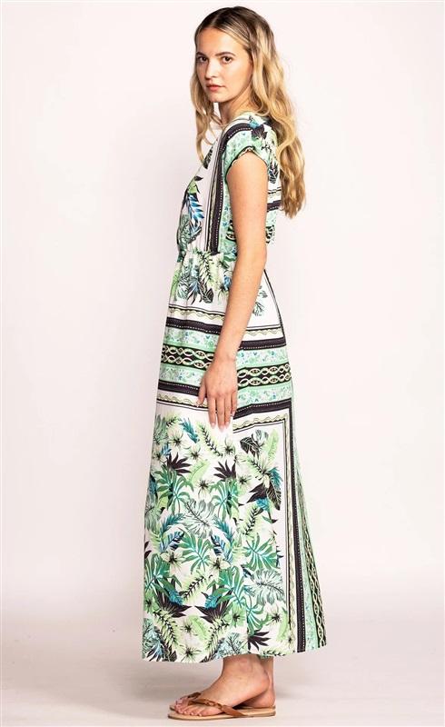 NWT Pink Martini S The Annie Dress Green White Kimono 129136