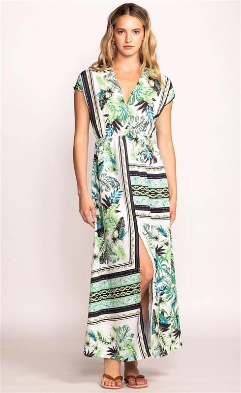 NWT Pink Martini S The Annie Dress Green White Kimono 129136