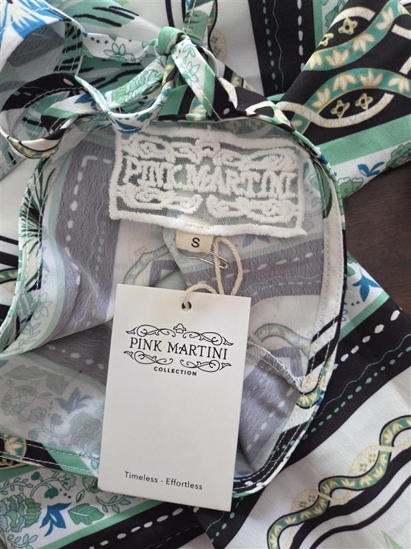 NWT Pink Martini S The Annie Dress Green White Kimono 129136