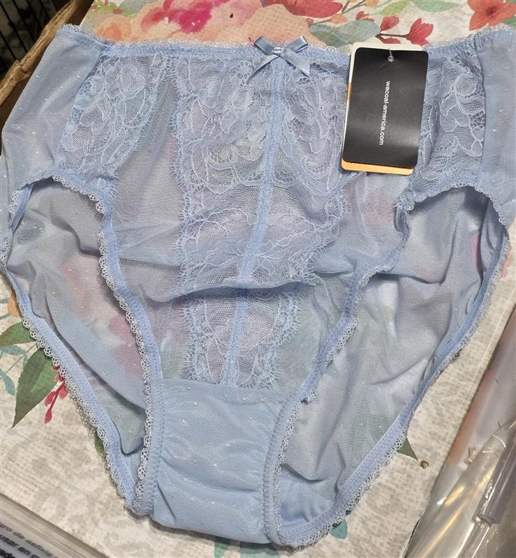 NEW Wacoal Retro Chic Brief Panty SM 841186 Blue Chantilly Lace 129144