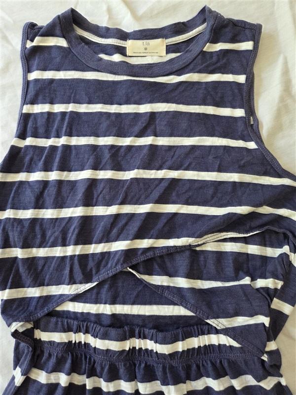 NWOT Anthropologie T.LA M Boho Open Front Mini Blue Stripe Dress 129154