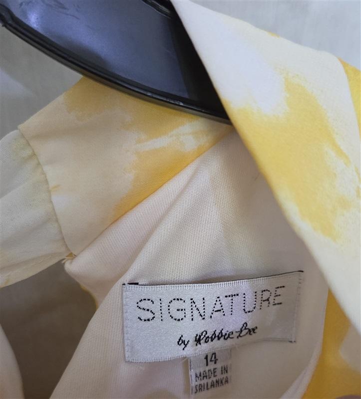 NWT Signature By Robbie Bee 14 Printed Chiffon Mock-Neck Dress 129156