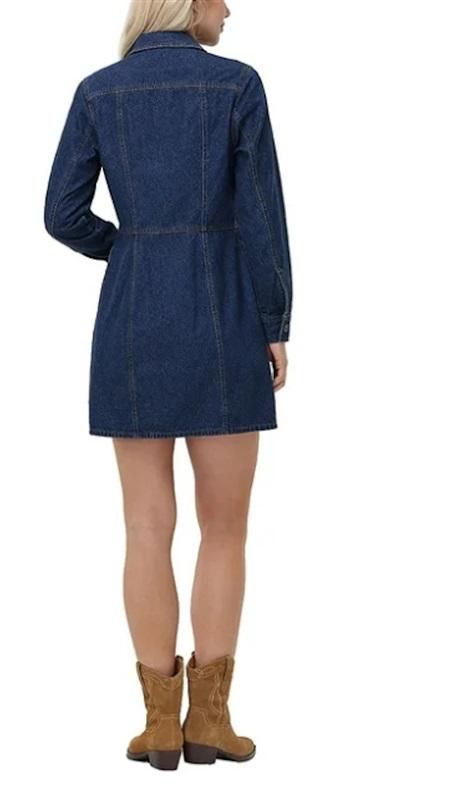 NWT Frye XL Denim Western Jean Button Up Mini Dress Jacket Dark Blue 129161