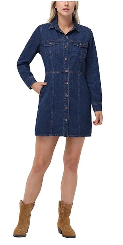NWT Frye XL Denim Western Jean Button Up Mini Dress Jacket Dark Blue 129161